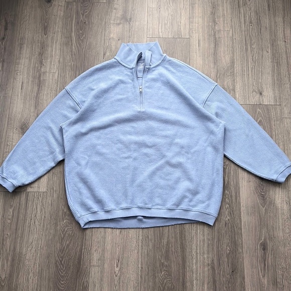 aerie Tops Nwot Aerie Good Vibes Corded Oversized Quarter Zip